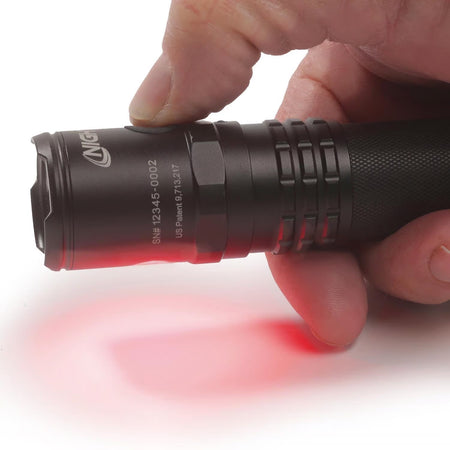 USB-590XL: USB Dual-Light Rechargeable Tactical Flashlight With Red Flood - Black