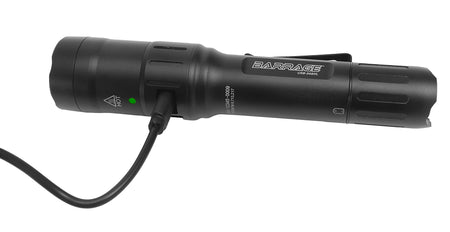 USB-568XL: BARRAGE™ - USB Tactical Flashlight with Red and Green Floodlight - Black