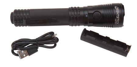 USB-588-T: Turbo High Candela USB Dual-Light Rechargeable Tactical Flashlight - Black