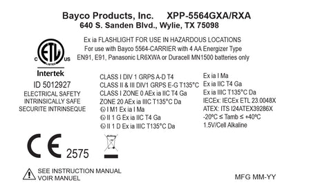 XPP-5564RXA: [Zone 0/20] INTRANT® DUO IS Dual-Light Angle Light - 4AA